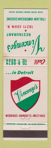 Matchbook Cover - Vincenzo's Italian Restaurant Detroit MI WEAR
