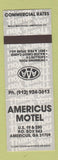 Matchbook Cover - Americus Motel GA