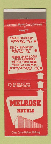 Matchbook Cover - Melrose Hotels Toledo Tiffin Cleveland OH