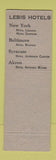 Matchbook Cover - Lebis Hotels New York City Baltimore Syracuse Akron