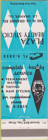 Matchbook Cover - Plaza Beauty Salon La Grange IL girlie