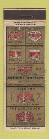 Matchbook Cover - Hotels Rochester Minnapolis Mankato Fergus Falls Winona MN