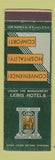 Matchbook Cover - Lebis Hotels CHAIN