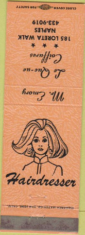Matchbook Cover - La Que ue Coffures Naples girlie Long Beach CA?