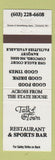 Matchbook Cover - Talk of the Town Restaurant Concord NH