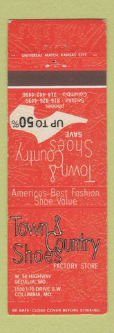 Matchbook Cover - Town & Country Shoes Factory Store Columbia Sedalia MO