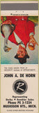 Matchbook Cover - John A De Horn Rambler Derby Muskegon Heights MI Brown Bigelow