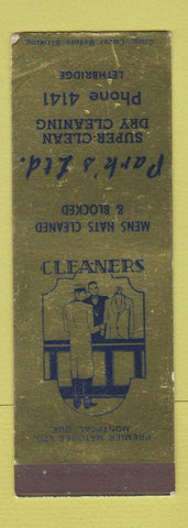 Matchbook Cover - Park's Ltd Dry Cleaning Lethbridge AB SAMPLE WEAR