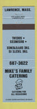 Matchbook Cover - Mike's Family Catering Lawrence MA