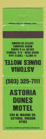 Matchbook Cover - Astoria Dunes Motel Astoria OR