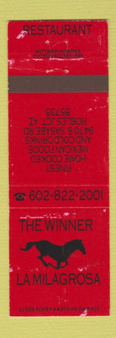 Matchbook Cover - Winner La Milagrosa Mexican Food Robles Junction AZ WEAR