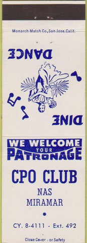 Matchbook Cover - CPO Club Nas Miramas San Diego CA?