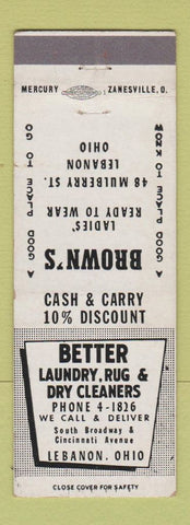Matchbook Cover - Better Laundry Dry Cleaning Brown's Women's Clothes Lebanon OH