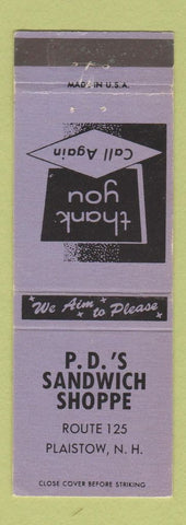 Matchbook Cover - PD's Sandwich Shoppe Plaistow NH