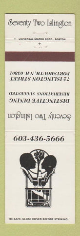Matchbook Cover - Seventy Two Islington Portsmouth NH