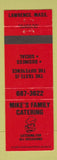Matchbook Cover - Mike's Family Catering Lawrence MA