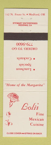 Matchbook Cover - Loli's Mexican Restaurant Medford OR