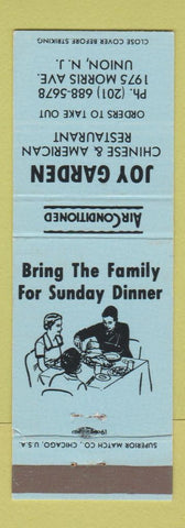 Matchbook Cover - Joy Garden Chinese Restaurant Union NJ