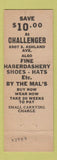 Matchbook Cover - Challenger Clothing Company Chicago IL WEAR