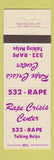 Matchbook Cover - Rape Crisis Center Hotline