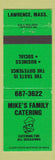 Matchbook Cover - Mike's Family Catering Lawrence MA