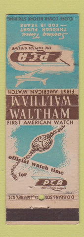 Matchbook Cover - Waltham Watches PCA Airlines WEAR