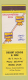 Matchbook Cover - Desert Lodge Inn Moab UT Best Western