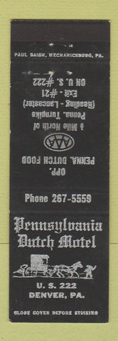 Matchbook Cover - Pennsylvania Dutch Motel Denver PA