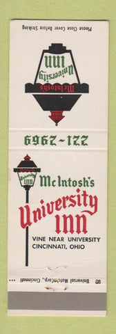 Matchbook Cover - McIntosh's University Inn Cincinnati OH