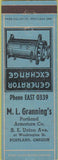 Matchbook Cover - M.L Grannings Portland OR Generators