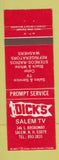 Matchbook Cover - Dick's Salem TV Salem NH