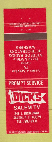 Matchbook Cover - Dick's Salem TV Salem NH