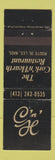 Matchbook Cover - Cork n Hearth Restaurant Lee MA