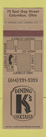 Matchbook Cover - K's Restaurant Columbus OH
