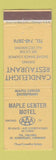 Matchbook Cover - Candlelight Restaurant Maple Center Motel St Johnsbury VT