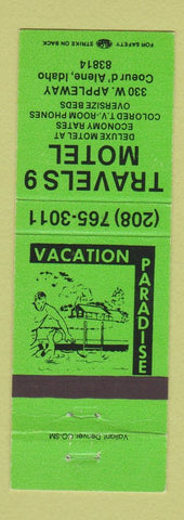 Matchbook Cover - Travels 9 Motel Coeur D'Alene ID
