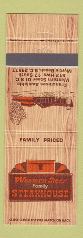 Matchbook Cover - Western Steer Family Steak House Myrtle Beach SC