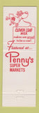 Matchbook Cover - Penny's Super Markets Pig Clvoer Leaf Milk