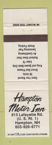 Matchbook Cover - Hampton Motor Inn Hampton NH