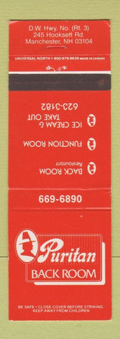 Matchbook Cover - Puritan Back Room Manchester NH