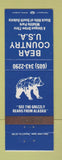 Matchbook Cover - Bear Country USA Black Hills of SD