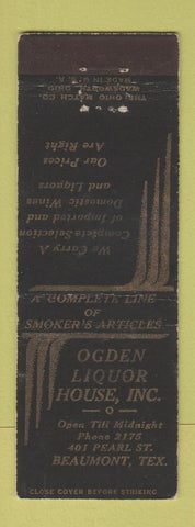 Matchbook Cover - Ogden Liquor House Beaumont TX