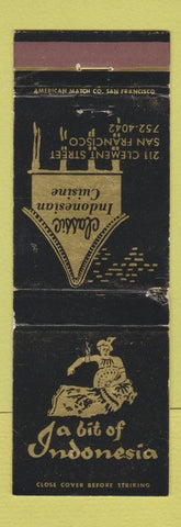 Matchbook Cover - A Bit of Indonesia San Francisco CA WEAR