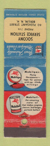 Matchbook Cover - Mobil oil gas Socony Service Berlin NH WEAR