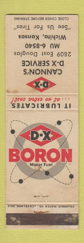 Matchbook Cover - DX oil gas Boron Cannon's Wichita KS WEAR
