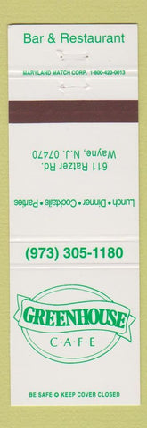 Matchbook Cover - Greenhouse Cafe Wayne NJ
