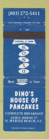 Matchbook Cover - Dino's House of Pancakes North Myrtle Beach SC WEAR