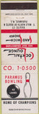 Matchbook Cover - Paramus Bowling NJ WEAR