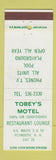 Matchbook Cover - Tobey's Motel Plymouth NH DD Bean