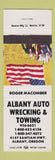 Matchbook Cover - Albany Auto Wrecking Towing Albany OR